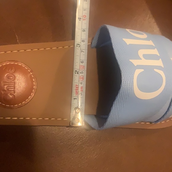 π Chloe | Woody Flat Mule Slides Sandal Light Blue 36 NIB - Picture 6 of 6